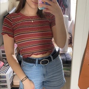 Wild Fable Ruched Striped Top